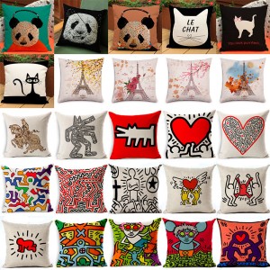 Panda Cartoon Dog Cat Pillow Cases Cotton Linen  Sofa Cushion Cover Pillow Cover   162696334666